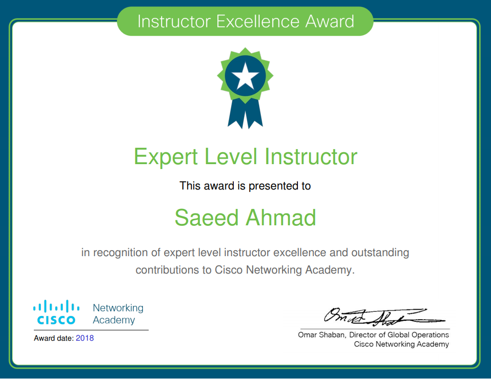 Cisco Expert Level Instructor in USA 